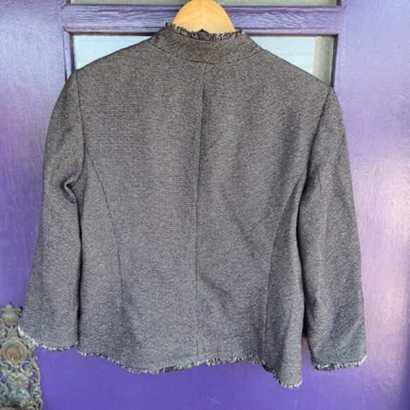 Ann Taylor black fringe jacket w/cropped sleeves - Picture 8 of 9